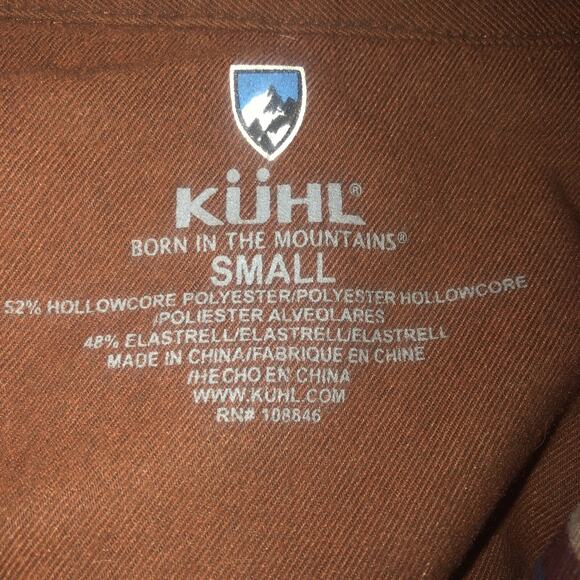 Kuhl Fugitive Flannel Mens Small Plaid Long Sleeve Shirt Brown Button Pocket - Picture 12 of 12